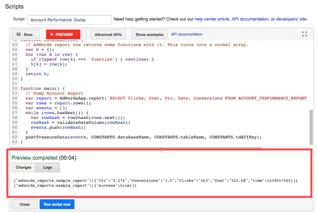 adwords reporting scripts