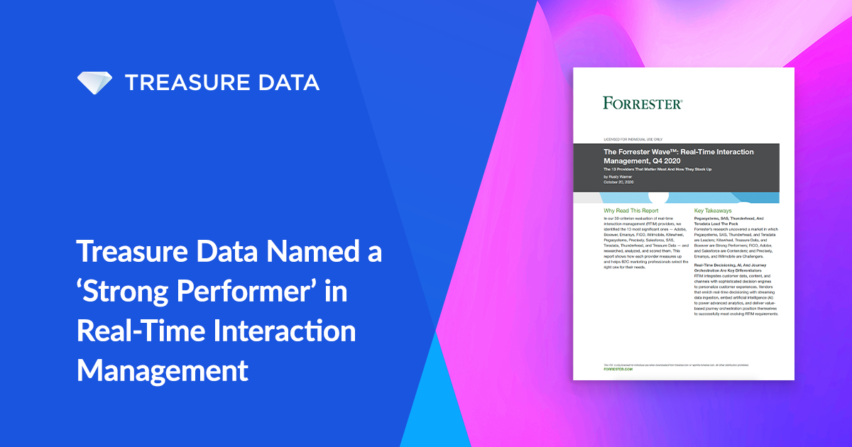 Treasure Data a ‘Strong Performer’ in RTIM Treasure Data Blog